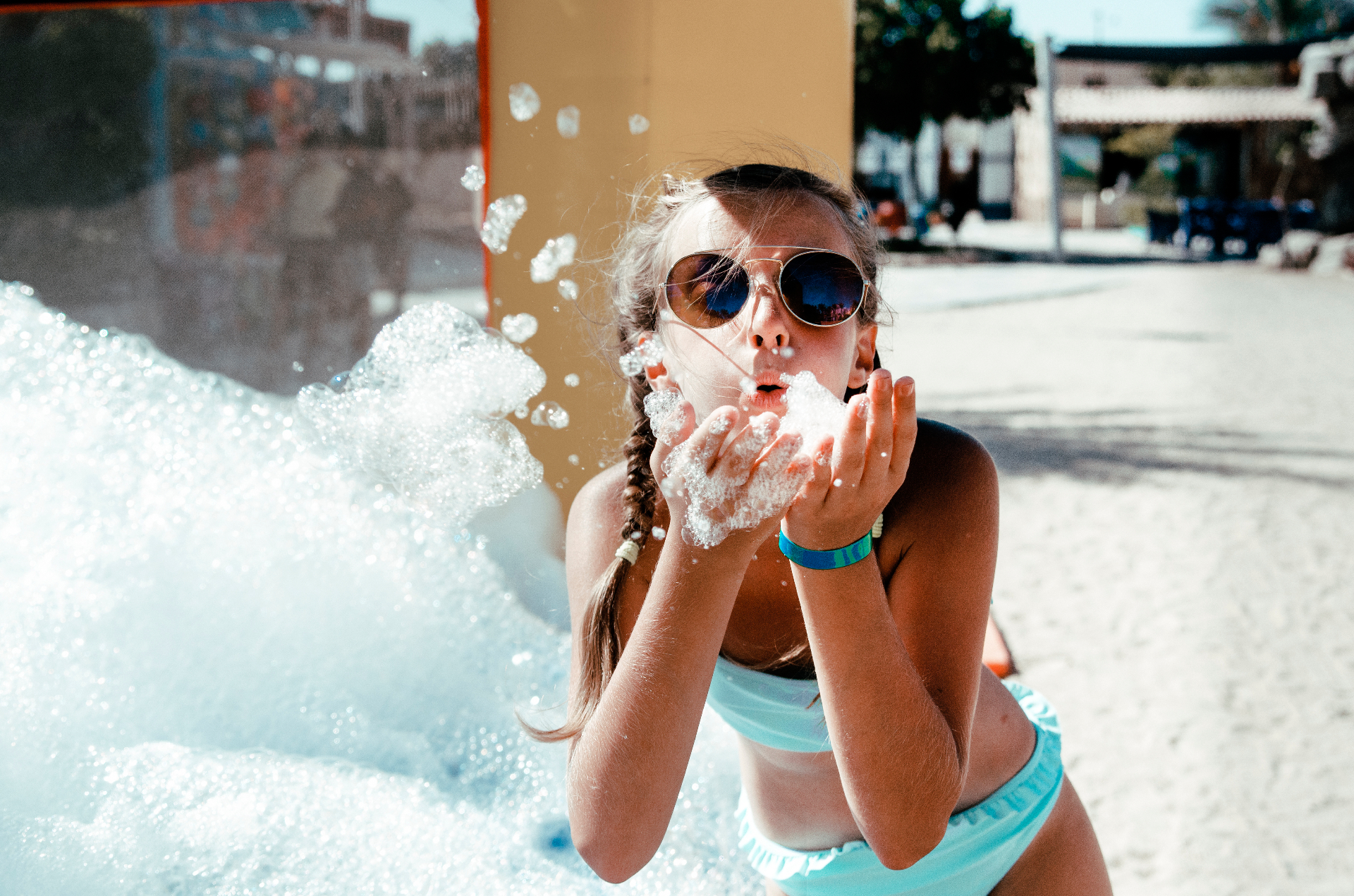 Child enjoying foam