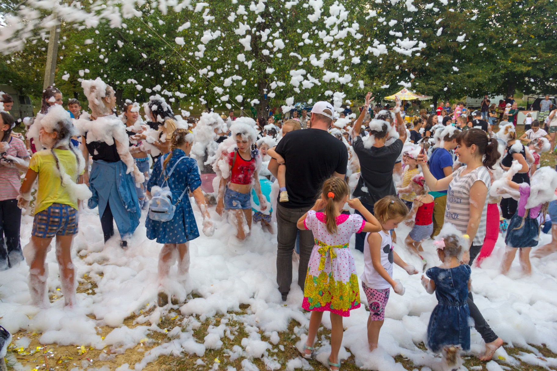 Large crowd foam party